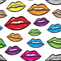 Colorful lips seamless on white