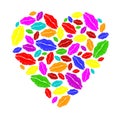 Colorful lipstick heart Royalty Free Stock Photo