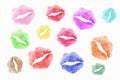 Colorful lipstick kisses Royalty Free Stock Photo