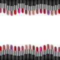 Colorful Lipsticks Borders White Background Royalty Free Stock Photo
