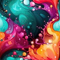 Colorful liquid spills in abstract pattern, vibrant illustrations, mystic mechanisms (tiled)