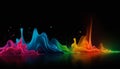 Colorful liquid splashes against black background paint splash Royalty Free Stock Photo