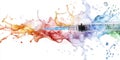 Colorful liquid splashing from syringe on white background. Pharmacists War on Royalty Free Stock Photo