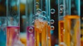 Colorful Liquids In Glass Tubes With Bubbles Royalty Free Stock Photo