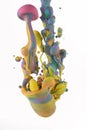 Colorful liquids mixing under water
