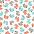 Colorful Little Ducks Vector Illustration Summer Pattern