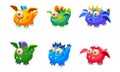 Colorful Little Glossy Fantastic Monsters Set, Funny Big Eyed Mutants Cartoon Characters Vector Illustration Royalty Free Stock Photo