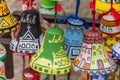 Colorful little painted souvenir bells of Lviv