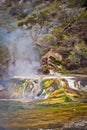 Colorful little travertin terrace in Waimangu valley in New Zealand