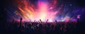 A Colorful Live Music Rock Concert, Party Festival With a Huge Crowd Cheering Generative AI