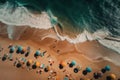 colorful and lively aerial view of a beach paradise during summertime