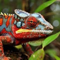 a colorful lizard on a branch