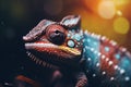 a colorful lizard with sharp teeth