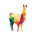 Colorful Llama Polygonal low poly logo icon. Llama in low poly