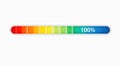 Colorful loading bar showing 100 percent completion on white background progress bar finished Royalty Free Stock Photo