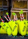 Colorful lobster fishing buoys and traps Royalty Free Stock Photo