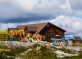 Colorful Lobster Fishing Gear in the Back Yard Royalty Free Stock Photo