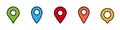 Colorful location markers in different shapes and colors
