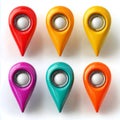 Colorful location pin pointers gps navigation map markers collection Royalty Free Stock Photo