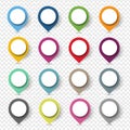 Colorful Location Pin Set Isolated Transparent Background