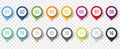 Colorful Location Pin Set Isolated Transparent Background