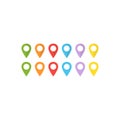 Colorful location pin vector icon set.