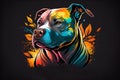 Colorful logo design, pitbull dog, emblem, cartoon style Royalty Free Stock Photo