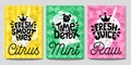 Colorful Label poster stickers food fruits vegetable chalk sketch style, juice smoothies