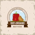 Colorful logo of fresh and healthy organic food with peppers and potato