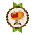 Colorful logo of organic best food with tomato carrot and pumpkin