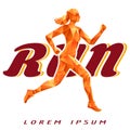 Colorful logotype with running woman