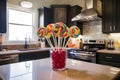 Colorful lollipop centerpiece, a sweet addition to any kitchen