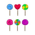 Colorful lollipop set icons. Swirl sweet lollipops. Vector illustration. Royalty Free Stock Photo