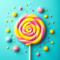 Colorful lollipop on a turquoise background