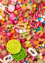 Colorful lollipops and different colored candies Royalty Free Stock Photo
