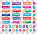 Colorful long round website buttons design vector illustration.