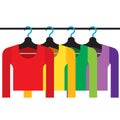 Colorful Long Sleeves Shirts With Hangers Royalty Free Stock Photo