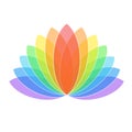 Colorful Lotus Flower Icon Logo on White Background Illustration