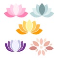 Colorful Lotus flower icons Royalty Free Stock Photo