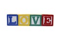 Toy Blocks Spell Love - Isolated on White Royalty Free Stock Photo