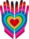 Colorful love hand logo