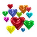 Colorful love hearts 3d illustration