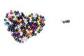 Colorful love, made of letter-cube beads. Heart shaped, isolated on a white background on Valentine`s Day Royalty Free Stock Photo