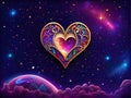 A colorful love sign with intricated detailed in the stunning galaxy, life