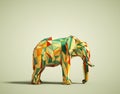 Colorful low poly elephant