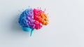 Colorful Low Poly Geometric Brain Model on White Background Representing Creativity and Innovation Royalty Free Stock Photo