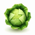 Colorful Low Poly Green Cabbage Sculpture Illustration