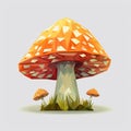 Low Poly Mushroom Tree Vector Illustration