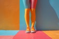 Colorful lower body legs in orange sneakers