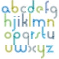 Colorful lowercase letters with rounded corners, animated light